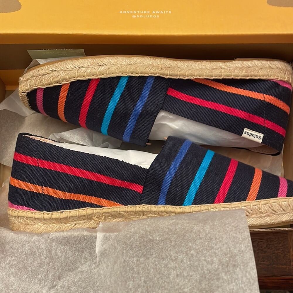 Soludos Dali Espadrille New Size 9 Black Rainbow - Picture 3 of 4